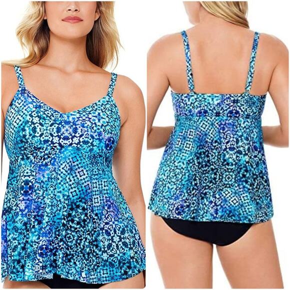 Swim Solutions Santorini Tankini Top Size 10 - Picture 3 of 9
